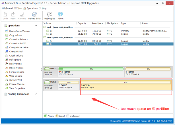 G partition space